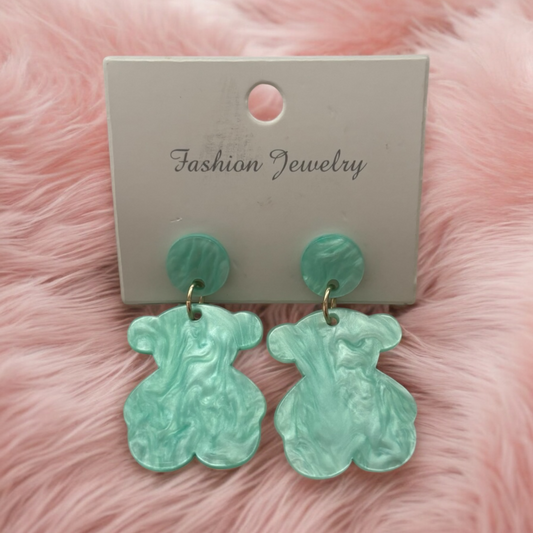 Pendientes osito verde agua