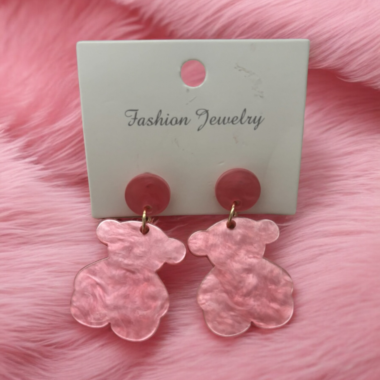 Pendientes osito fucsia